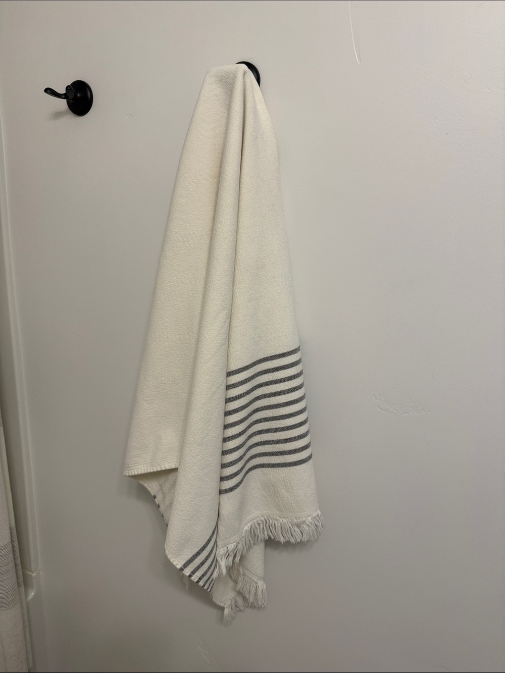 Hearth and Hand with Magnolia Cream Stripe Bath Towel with Fringe